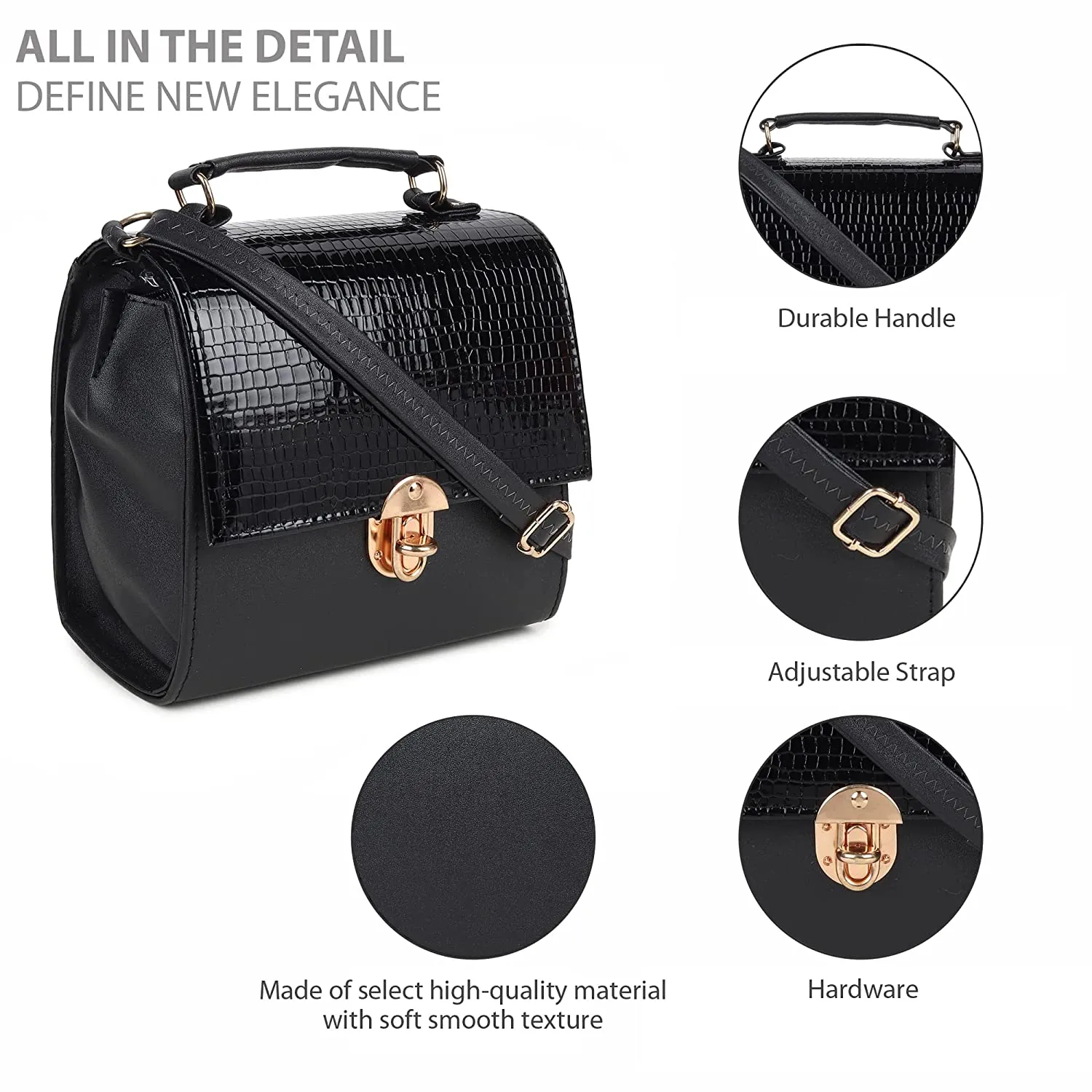 zubstore Classic Black Colour Fashionable Sling Bags